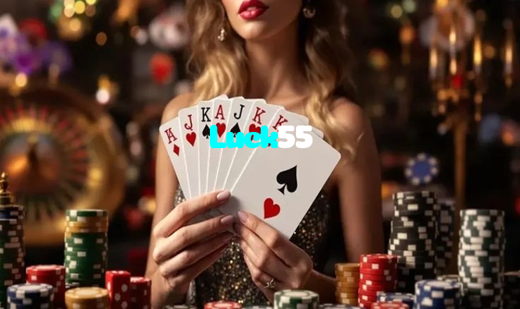 Luck55 casino presented on mobile device in Pakistan with slots and live games